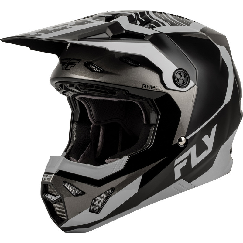 FLY RACING Formula CP Charge Jugendhelm - Schwarz/Grau/Light Grau - Größe YL