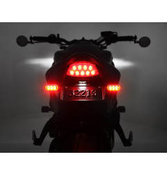 DENALI T3 Switchback M8 LED 3in1 Indicator Taillight Combination Body Black / Lens Clear (Pair), Rear