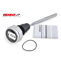 Jauge d'huile KOSO affichage LCD - boîtier argent - BA053011
