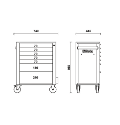 Servante mobile d'atelier BETA C24S/7 7 tiroirs gris