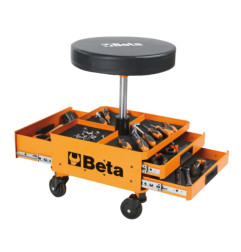 Tabouret à roulettes avec 3 tiroirs BETA - réglable en hauteur
