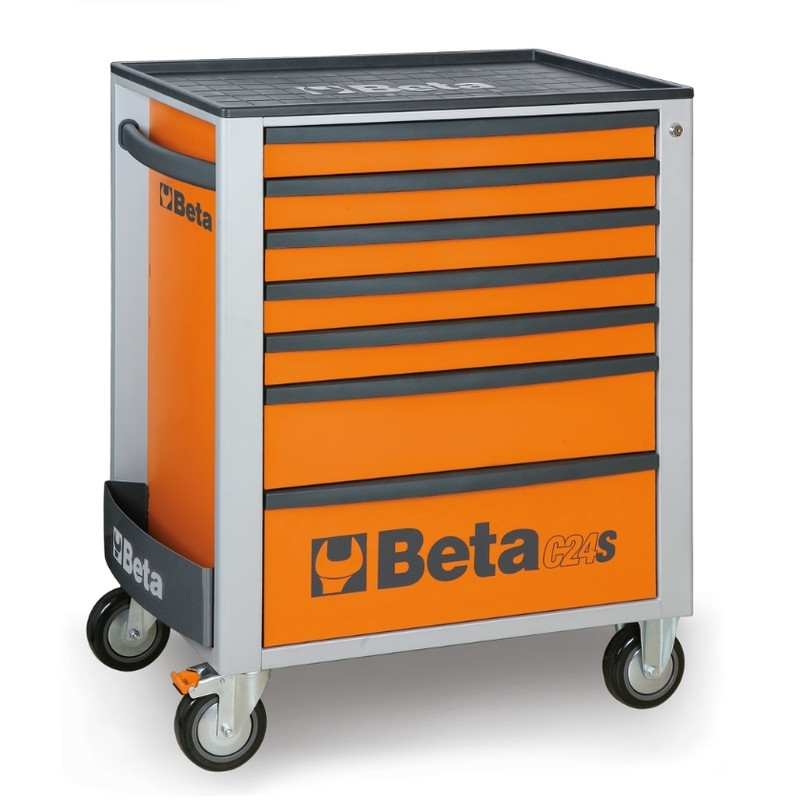 Servante mobile d'atelier à sept tiroirs BETA orange Servante mobile d'atelier à sept tiroirs BETA orange
