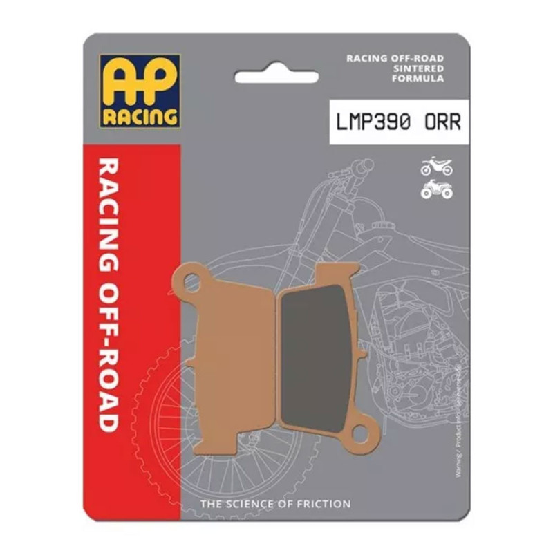 Plaquettes de frein AP RACING frittées Racing arrière pour TM RACING, BETA, YAMAHA, KAWASAKI, SUZUKI, GAS GAS, FANTIC et APRILIA