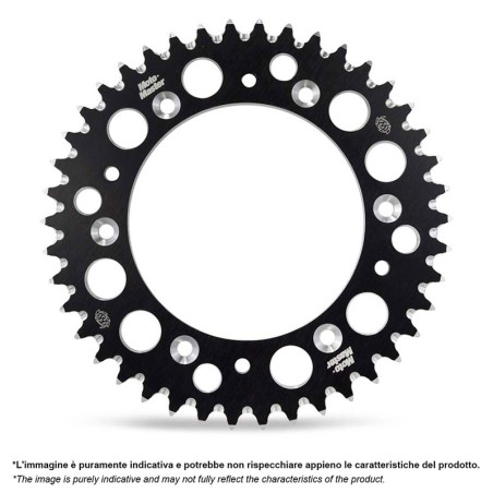 Couronne aluminium MOTO-MASTER 7075 (noire) pour TM RACING EN, MX 125, 144, 250, 300, 400 de 2001 à 2026