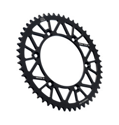 Couronne aluminium JT SPROCKETS 7075 (noire) 52 dents pour HUSQVARNA, GAS GAS, SHERCO, BETA, CAGIVA et RIEJU de 1989 à 2024