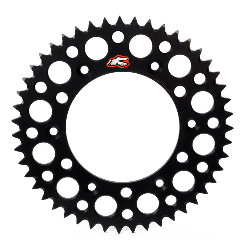 Couronne aluminium RENTHAL Ultralight (noire) 52 dents pour YAMAHA, HONDA et FANTIC de 1974 à 2026
