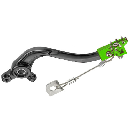 Pédale de frein arrière INNTECK - noir/vert pour KAWASAKI KX 85, KX 100, KX 112 de 2001 à 2027