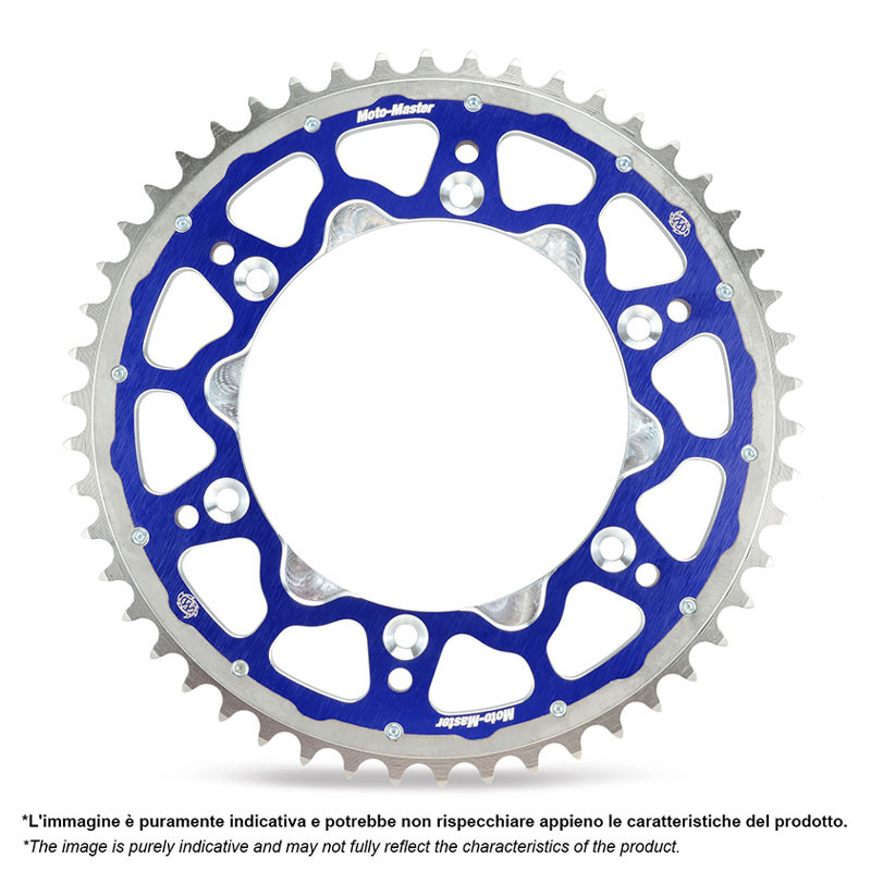 Corona bimaterial acero/aluminio MOTO-MASTER Fusion (azul) para HUSQVARNA, SHERCO, GAS GAS, BETA y CAGIVA de 1989 a 2026 Corona bimaterial acero/aluminio MOTO-MASTER Fusion (azul) para HUSQVARNA, SHERCO, GAS GAS, BETA y CAGIVA de 1989 a 2026