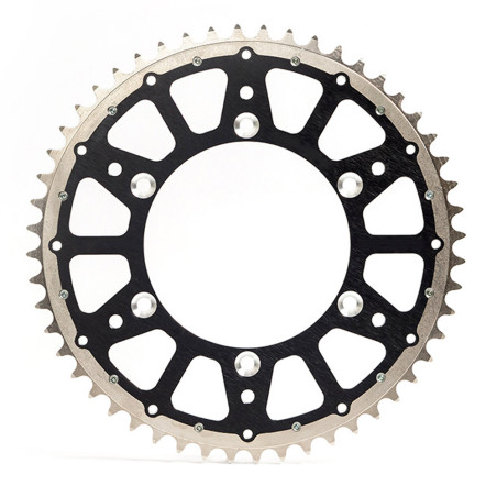 Couronne bi-matière acier/aluminium INNTECK Fusion (noire) pour SUZUKI et KAWASAKI de 1980 à 2027