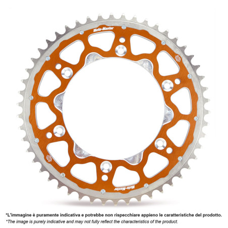 Couronne bi-matière acier/aluminium MOTO-MASTER Fusion (orange) pour KTM, HUSQVARNA, GAS GAS et HUSABERG de 1993 à 2027