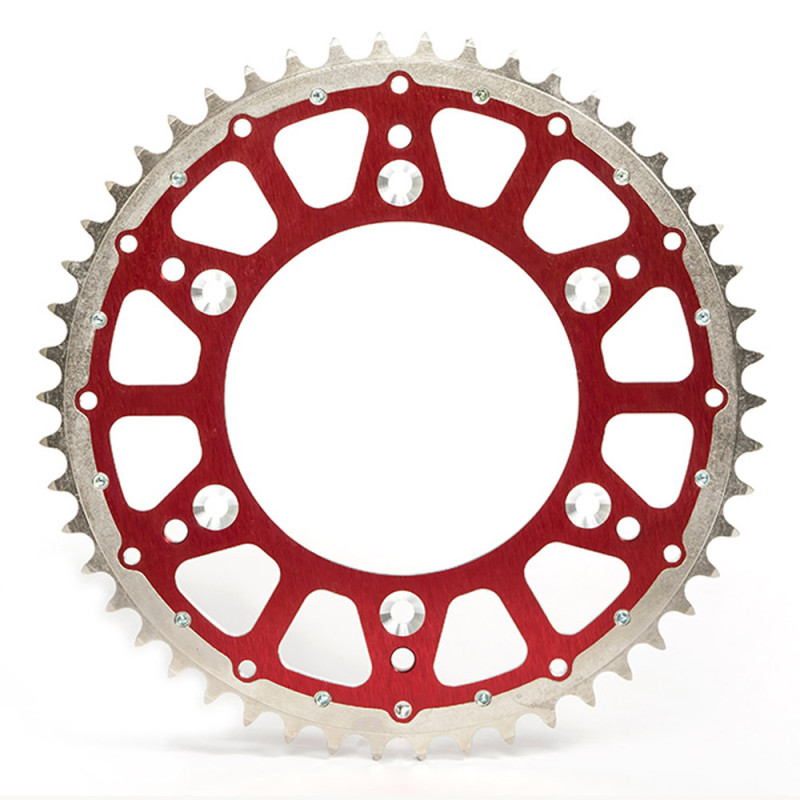 Corona bimaterial acero/aluminio INNTECK Fusion (roja) para HONDA CR, CRF, XR y BETA RR de 1984 a 2027 Corona bimaterial acero/aluminio INNTECK Fusion (roja) para HONDA CR, CRF, XR y BETA RR de 1984 a 2027