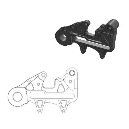 Support d'étrier déporté pour disque oversize MOTO-MASTER Ø240 mm arrière - noir pour KTM, HUSQVARNA, HUSABERG et GAS GAS