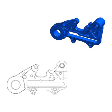 MOTO-MASTER Rear Oversize Disc Caliper Relocation Bracket Ø220 mm for Ø22 mm axle - Blue for KTM, HUSQVARNA and GAS GAS