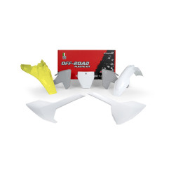 Kit de plásticos RACETECH 5 piezas - blanco/gris/amarillo flúor para HUSQVARNA TC 85 de 2018 a 2024