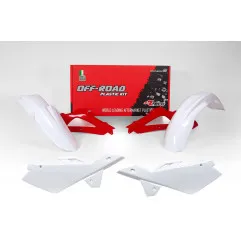 RACETECH Plastic Kit (5 pieces) - White/red for HUSQVARNA TE 250, TE 310, TE 450, TE 510, WR 125, WR 250, WR 300 2005-2013