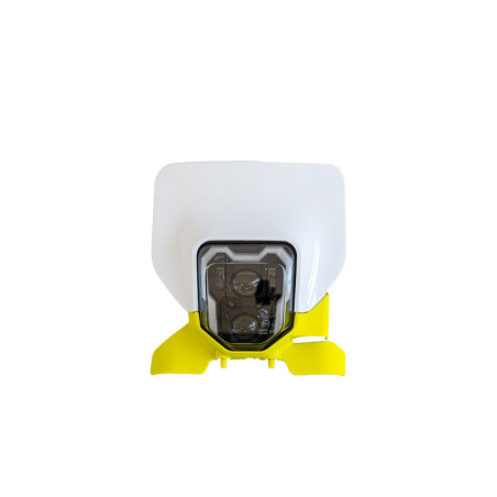 RACETECH Complete LED Headlight - White/neon yellow for HUSQVARNA FE 250, FE 350, FE 450, FE 501, TE 250, TE 300 2024-2026