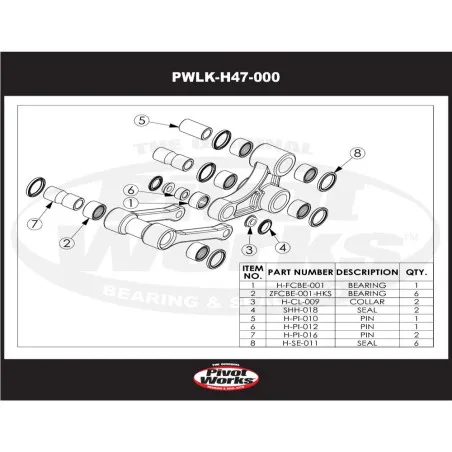 PIVOT WORKS Linkage Bearing Kit for HONDA CR 250 1997