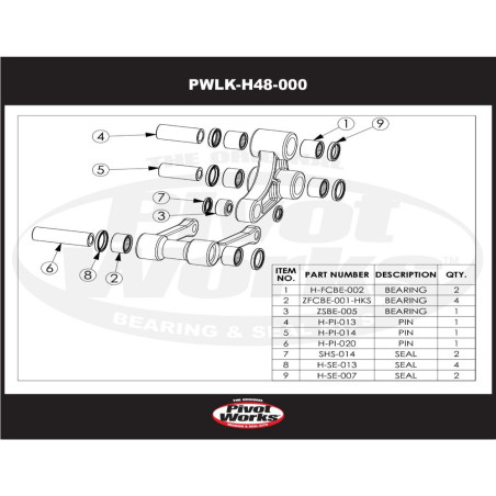 PIVOT WORKS Linkage Bearing Kit for HONDA CR 500 1993-1994