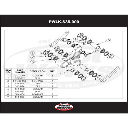 PIVOT WORKS Linkage Bearing Kit for SUZUKI RM 125, RM 250 2001