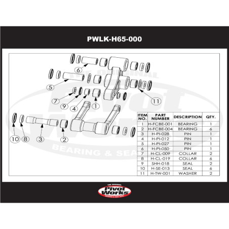 PIVOT WORKS Linkage Bearing Kit for HONDA CRF 250 2004