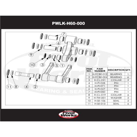 PIVOT WORKS Linkage Bearing Kit for HONDA CR 125, CRF 250 2005-2009