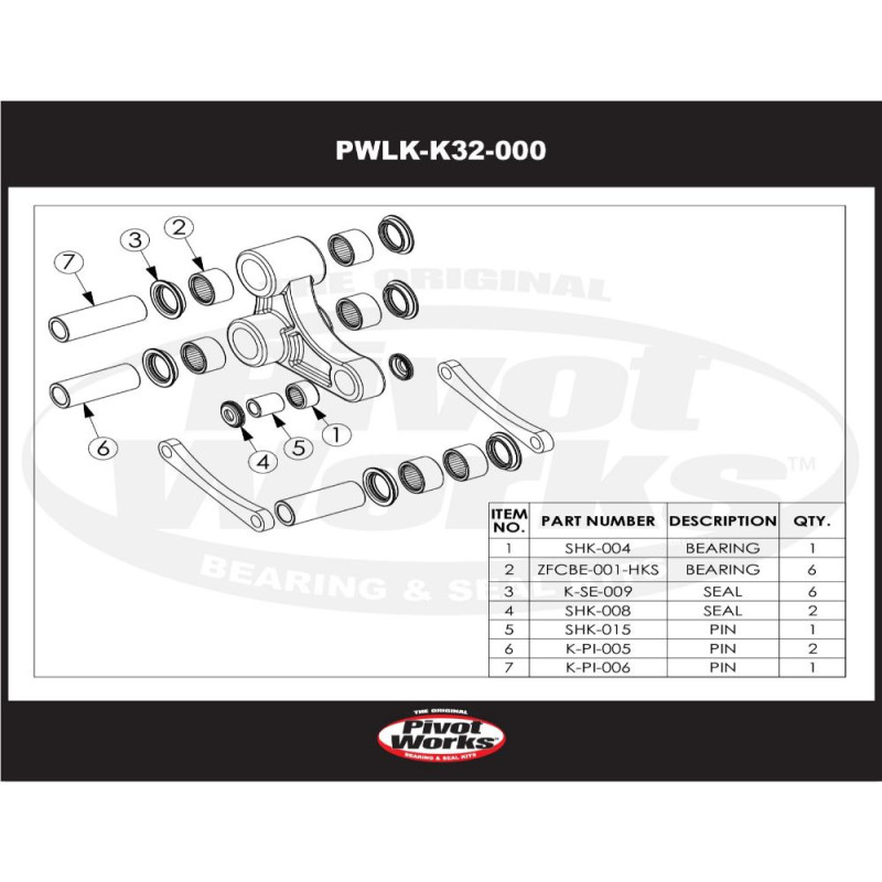 PIVOT WORKS Umlenkhebel-Lagersatz für KAWASAKI KX 125, KX 250 1993