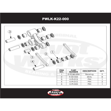 PIVOT WORKS Linkage Bearing Kit for KAWASAKI KX 80 1990