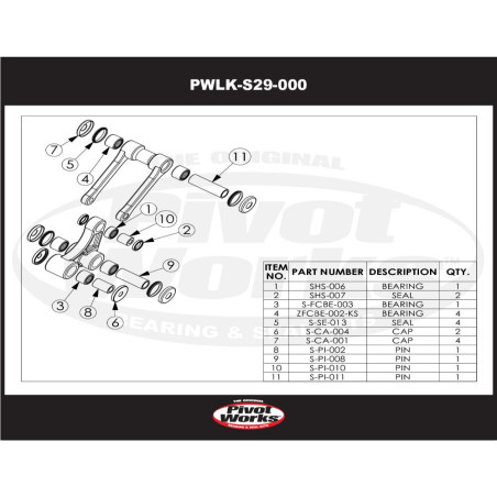 PIVOT WORKS Linkage Bearing Kit for SUZUKI RM 125, RM 250 1996-1997