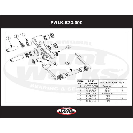 PIVOT WORKS Linkage Bearing Kit for KAWASAKI KX 80 1991-1997