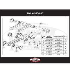 Kit roulements de biellettes de suspension PIVOT WORKS pour SUZUKI RMX 250 de 1989 à 1990