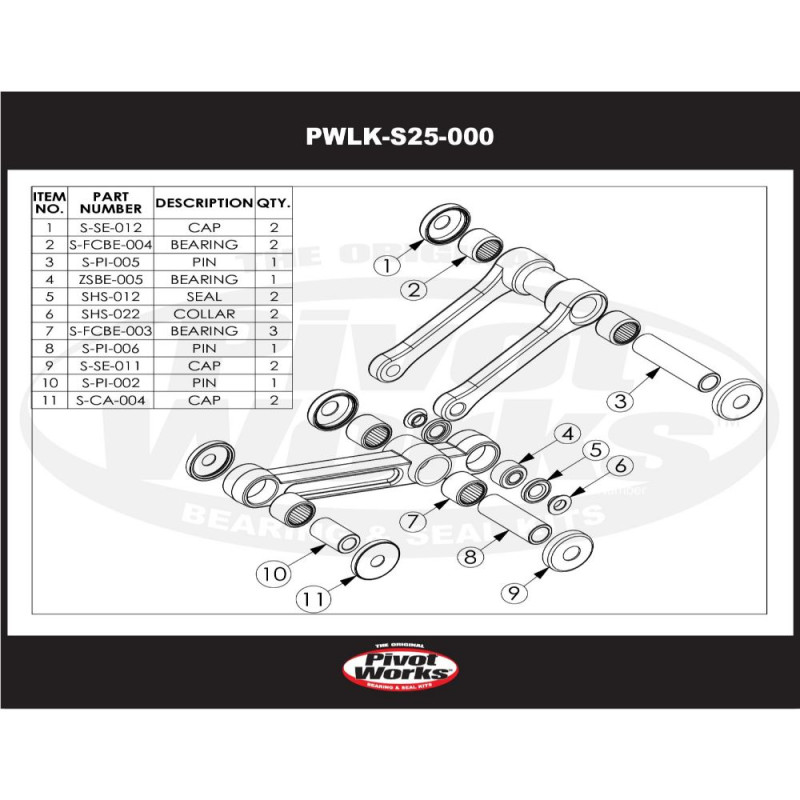 Kit de rodamientos de bieletas PIVOT WORKS para SUZUKI RM 125 1990 Kit de rodamientos de bieletas PIVOT WORKS para SUZUKI RM 125 1990