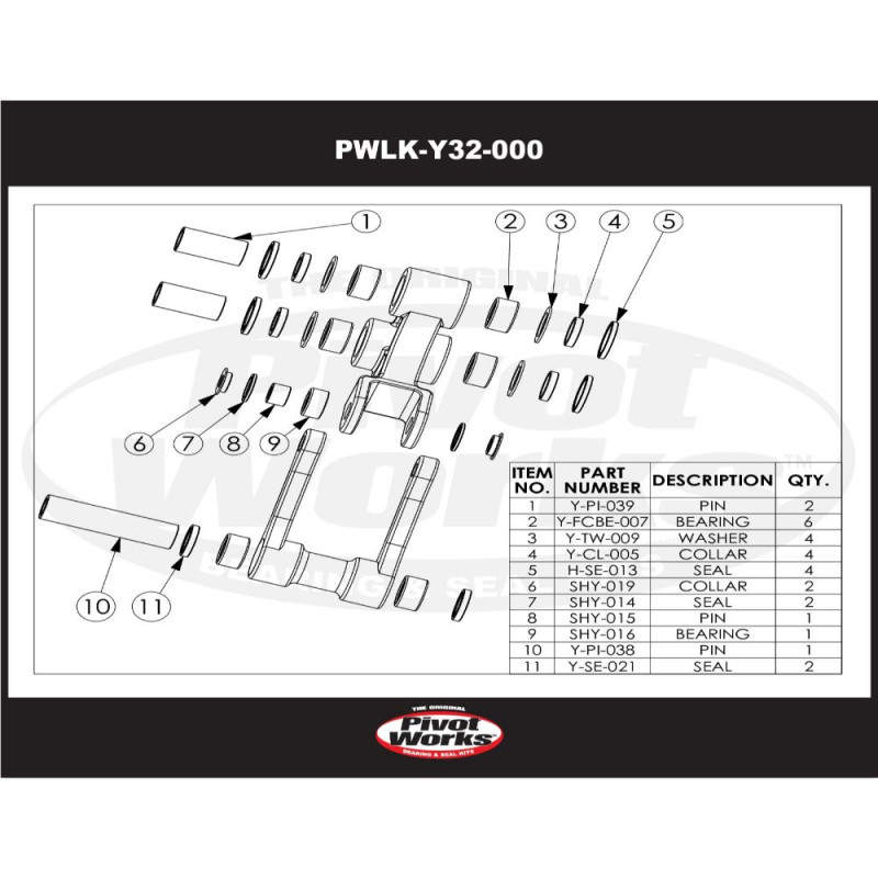Kit de rodamientos de bieletas PIVOT WORKS para YAMAHA YZF 250 2007 Kit de rodamientos de bieletas PIVOT WORKS para YAMAHA YZF 250 2007