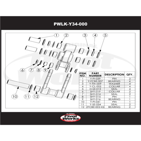 PIVOT WORKS Umlenkhebel-Lagersatz für YAMAHA YZF 250 2008