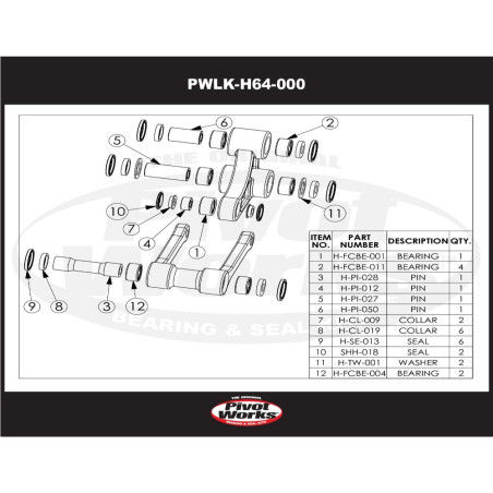 PIVOT WORKS Umlenkhebel-Lagersatz für HONDA CRF 250 2004-2005