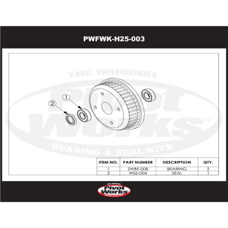 Kit roulements et joints spi de roue avant PIVOT WORKS pour HONDA TRX 200 de 1990 à 1991