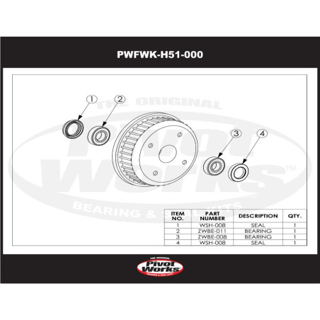PIVOT WORKS Front Wheel Bearing Kit for HONDA FL 400 1989-1990