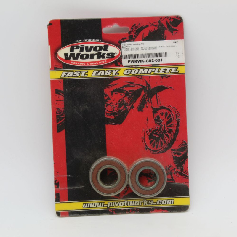 Kit roulements et joints spi de roue arrière PIVOT WORKS pour GAS GAS TXT 125, TXT 200, TXT 250, TXT 280, TXT 300 de 2003 à 2006 Kit roulements et joints spi de roue arrière PIVOT WORKS pour GAS GAS TXT 125, TXT 200, TXT 250, TXT 280, TXT 300 de 2003 à 2006