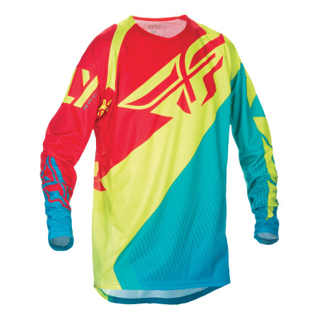 Maillot FLY RACING Evo - bleu canard foncé/jaune fluo/rouge