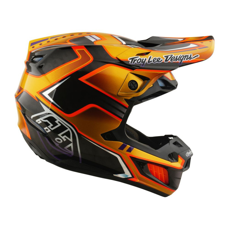 TROY LEE DESIGNS SE5 Carbon Helm - Overspray Schwarz/Gold