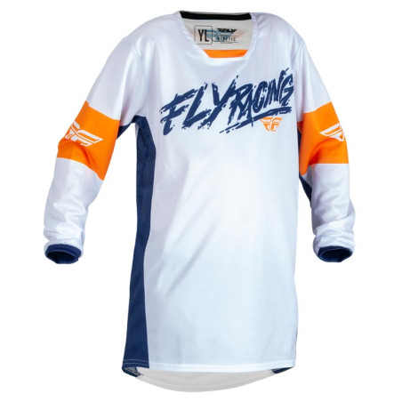 Camiseta infantil FLY RACING Kinetic Khaos - blanco/azul marino/naranja