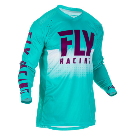 Maillot FLY RACING Lite - vert d'eau/Port/blanc