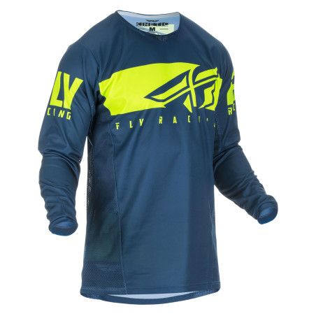 Maillot FLY RACING Kinetic Shield - bleu marine/jaune fluo