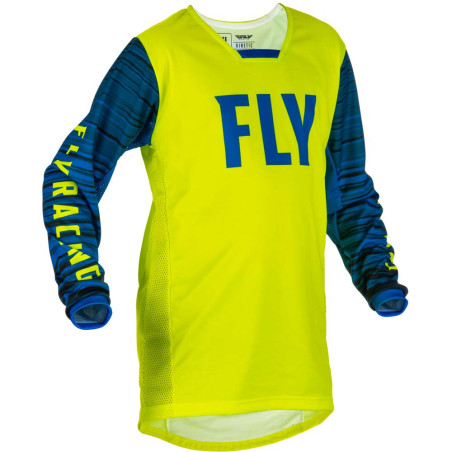 FLY RACING Kinetic Wave Kinder-Jersey - Neongelb/Blau