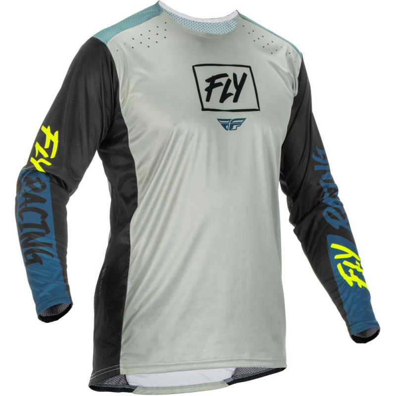 FLY RACING Lite Jersey - Grau/Petrol/Neongelb