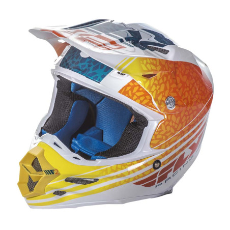 Casque FLY RACING F2 Animal - orange/blanc/bleu canard