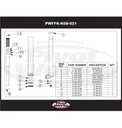 PIVOT WORKS Fork Rebuild Kit (Seals and Bushings) for KAWASAKI KLXR 450, KXF 450 2006-2009