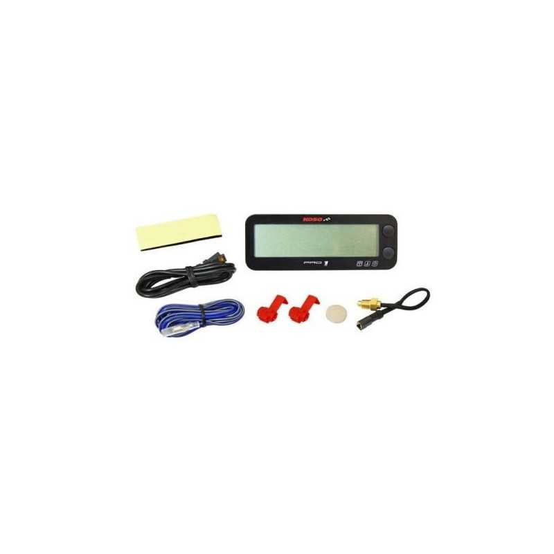 KOSO Pro-1 cuentavueltas multifunción LCD en negro con termómetro