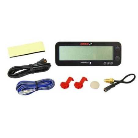KOSO Pro-1 cuentavueltas multifunción LCD en negro con termómetro