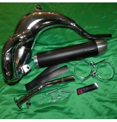 Sistema de escape cromado con silenciador negro TURBOKIT para KAWASAKI KX 125 a partir de 1990