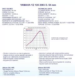 Cilindro ATHENA Ø54mm 125cc para YAMAHA YZ 125cc de 1997 a 2004